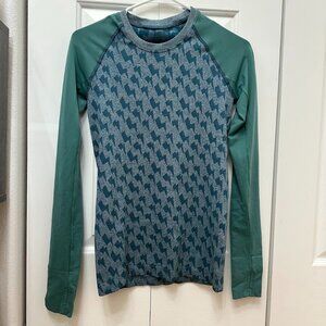 Oiselle Wazelle Seamless Athletic Long Sleeve Top Running Lightning Bolt